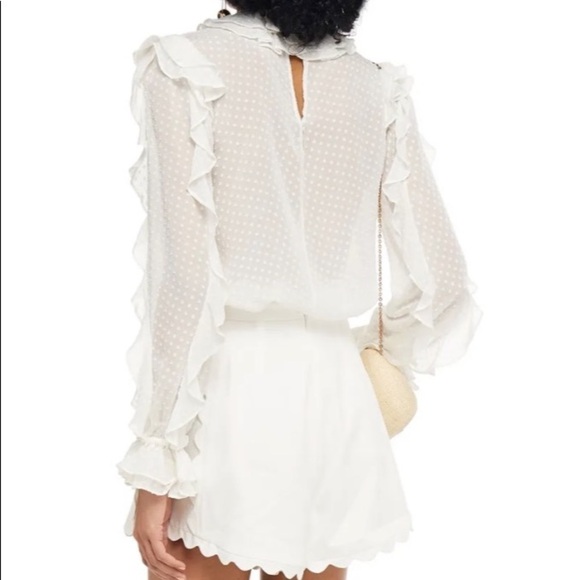 Zimmermann Super 8 Dot Ruffle Silk-Blend Blouse - Picture 1 of 11